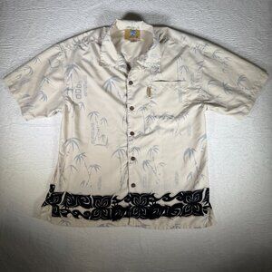Coconut‎ Pier By Top Image USA Medium Hawiian Button Down Collar Palm Tree